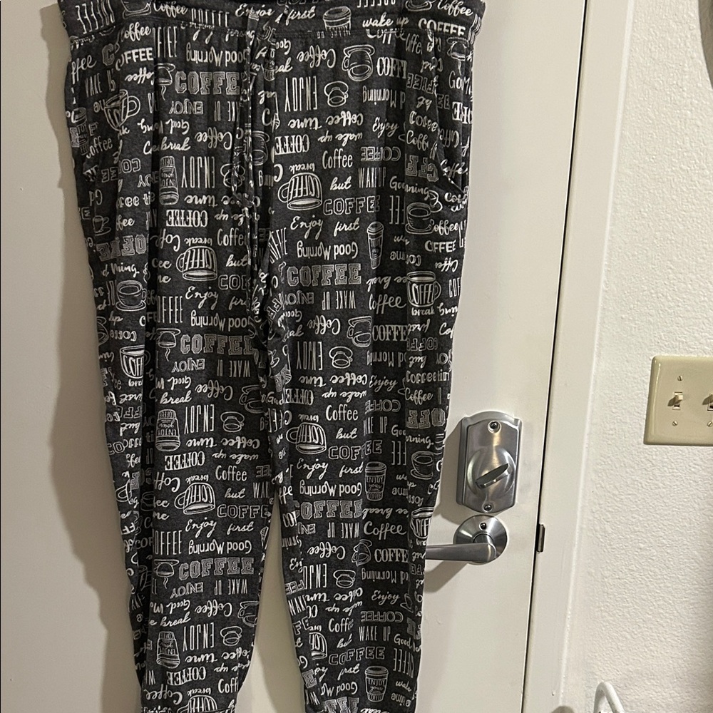 Secret Treasures Black and White Coffee Print Pajama Pants